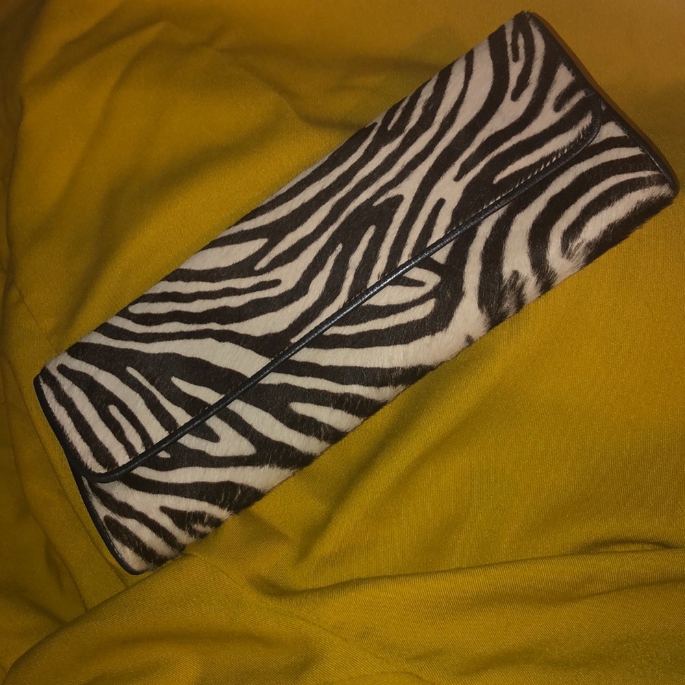 Abas Zebra fur and leather clutch
